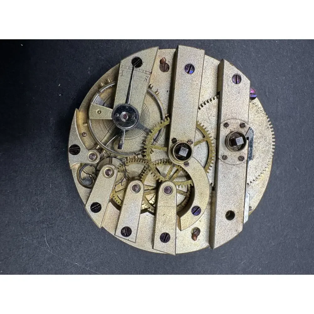 Vintage Unsigned European Pocket Watch White Dial Movement For Parts / Repair